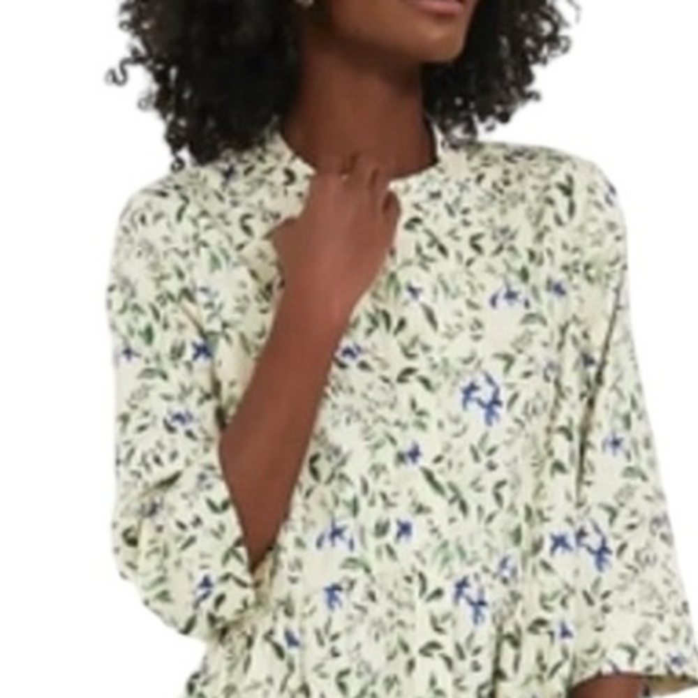 Tuckernuck ROYAL SHIRT Blue Floral Mandarin Collar DRESS